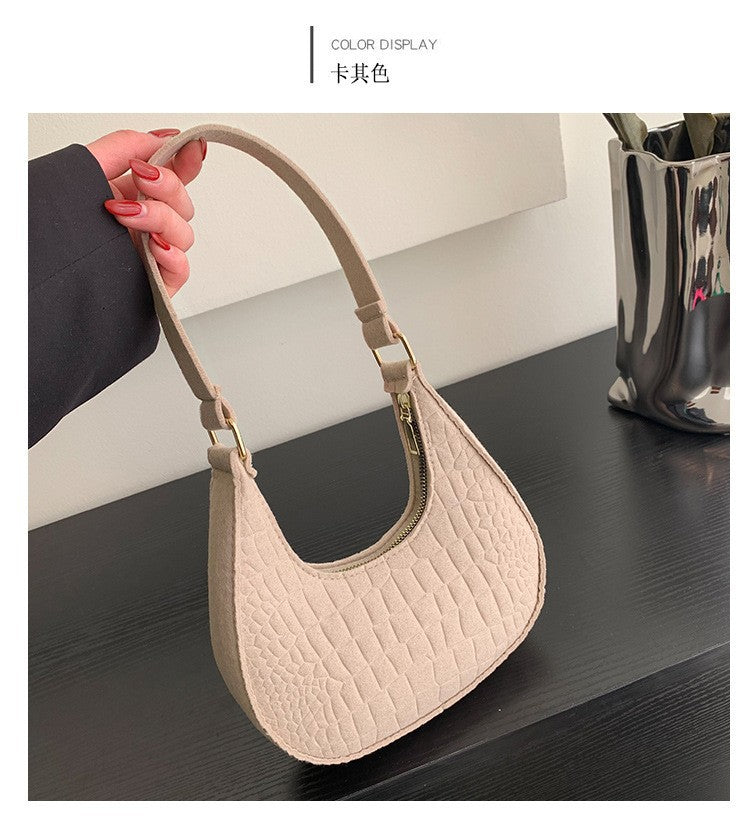 Elegant Korean Style Stone Pattern Underarm Shoulder Bag for Women