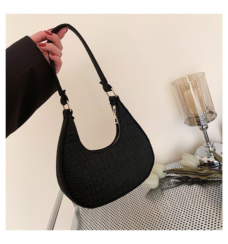 Elegant Korean Style Stone Pattern Underarm Shoulder Bag for Women